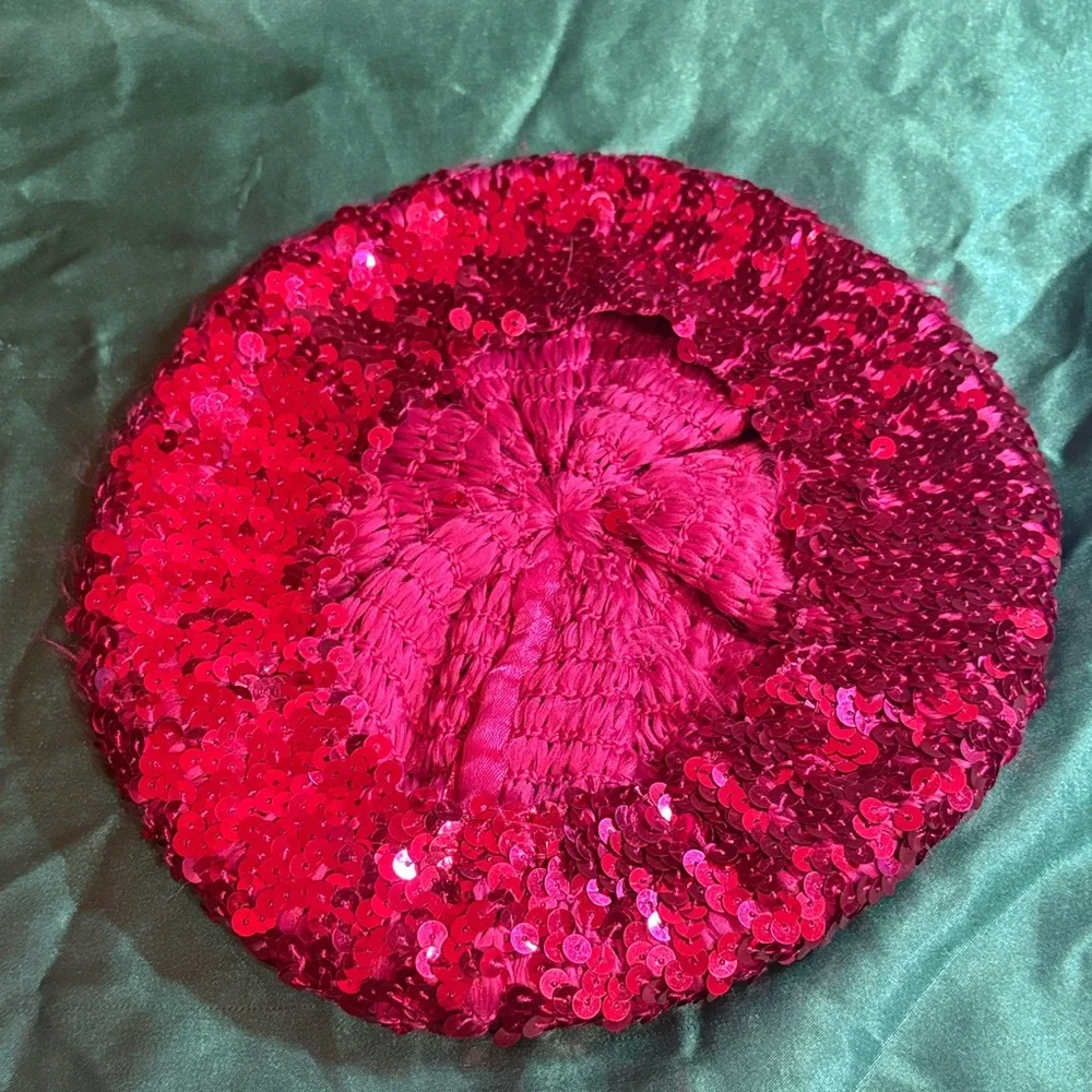 Vintage Raspberry Sequin Beret. FREE with Bundle! LAST CHANCE 💕 - Picture 4 of 4